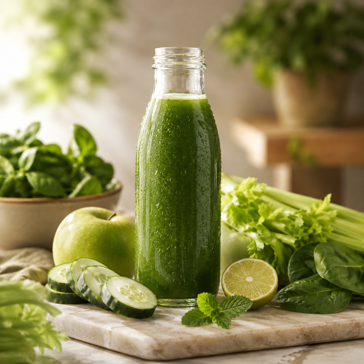 Green Detox cold-pressed juice illustration.
